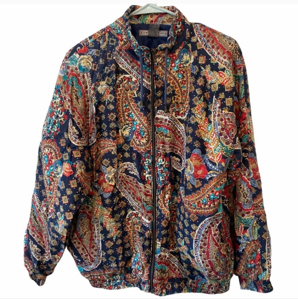 Robert Graham Multicolor Paisley Zip-Front Jacket - Navy, Red, Teal, Gold